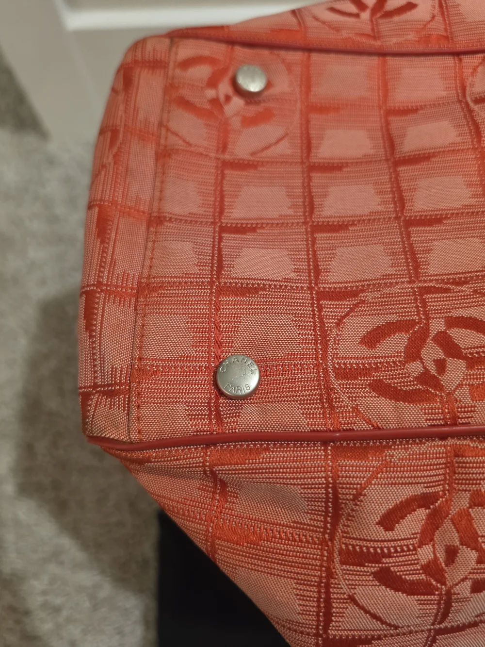 Chanel Coral Quilted Logo Tote Bag